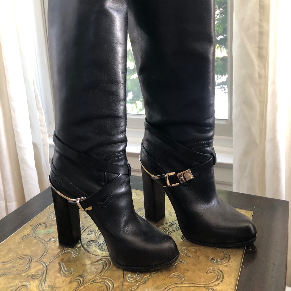 Christian Dior black knee high boots
